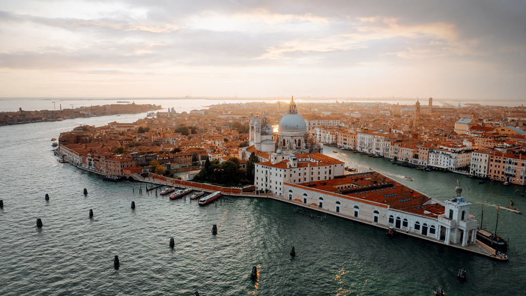 Aerial view of the italian St. Mark’s Square & Doge’s Palace