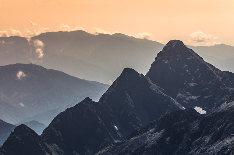 Observatory point to bucolic mountain landscapes of the Japan Alps