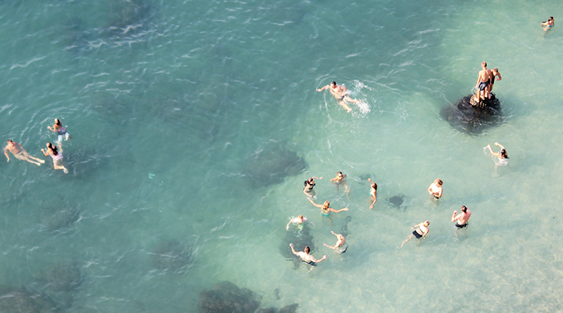 people swimming off the Italian amalfi coast