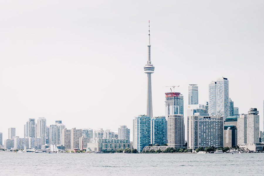 skyline of toronto, canada on a gray day