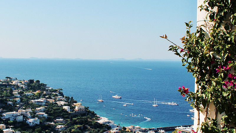 hilltop view of the mediterranean sea from Italian city naples