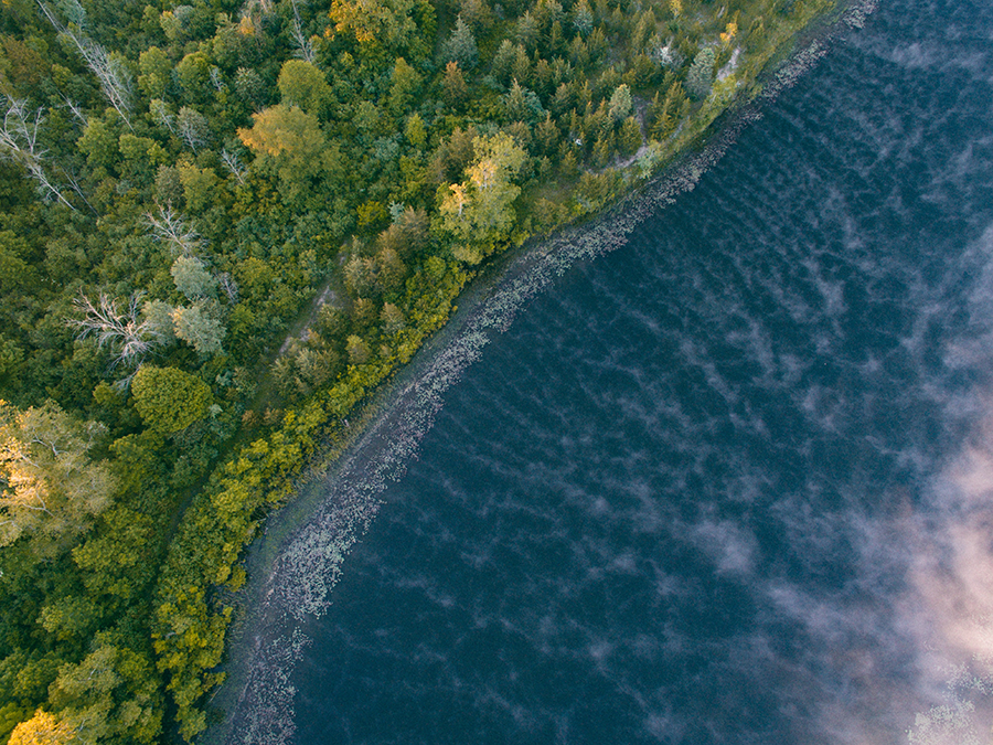 aerial view of one of the Great Lakes in Michigan